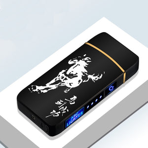 Electric Metal Lighters Windproof Dual Arc Plasma Rechargeable USB Lighter For Men Gadgets