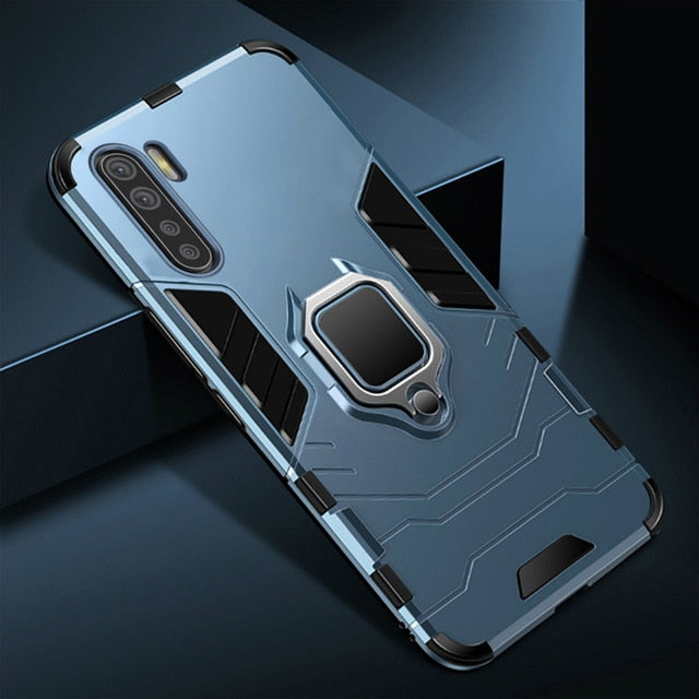 KEYSION Shockproof Armor Case for OPPO A91 A31 F15 A5 A9 2020 Ring Stand Phone Cover for Realme X50 Pro Reno 2Z 2F Find X2 Neo