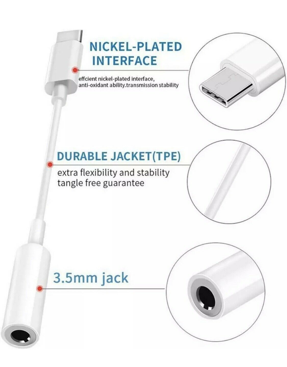 Type C to 3.5mm Headphones Jack Adapter