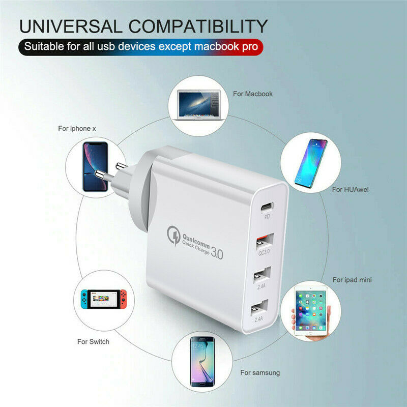 QUALCOMM Quick Charge 3.0 4 Port TYPE C USB Wall Charger