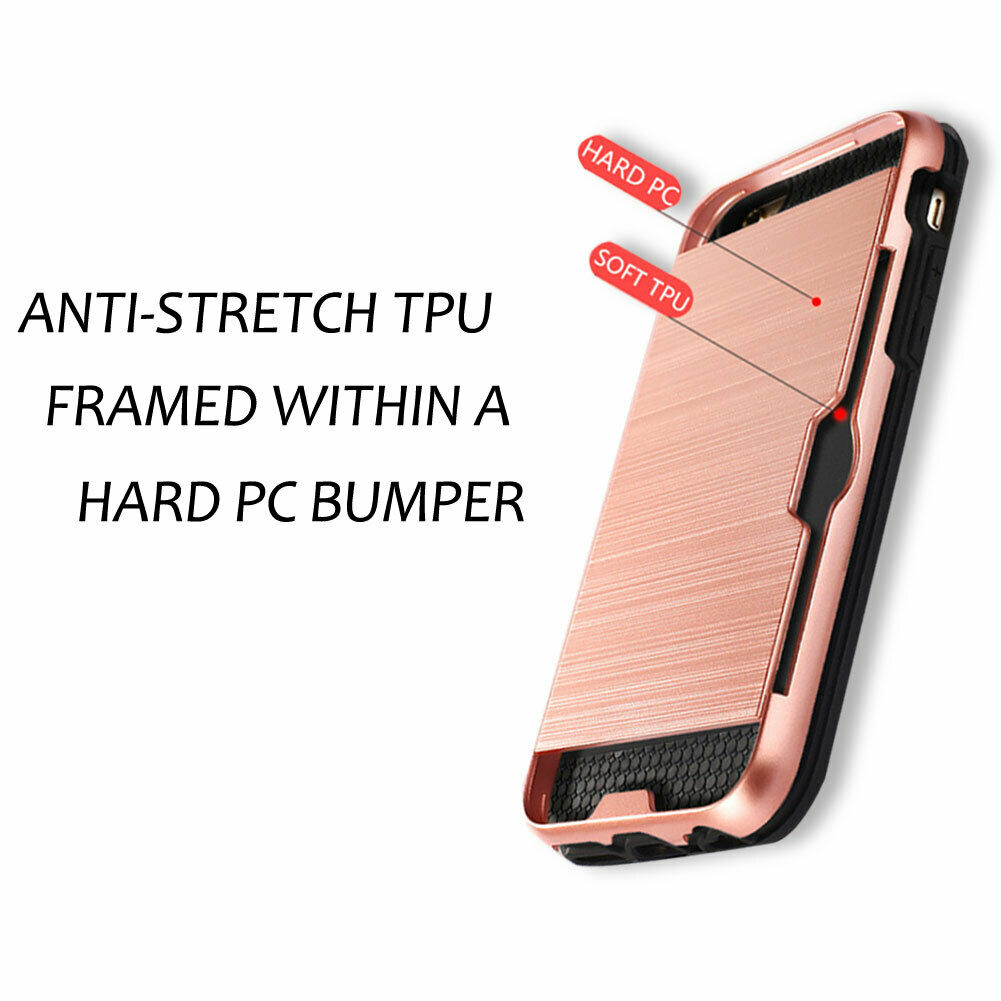 iPhone Tough Shockproof Card Holder Back Case Cover