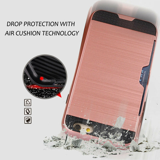 iPhone Tough Shockproof Card Holder Back Case Cover